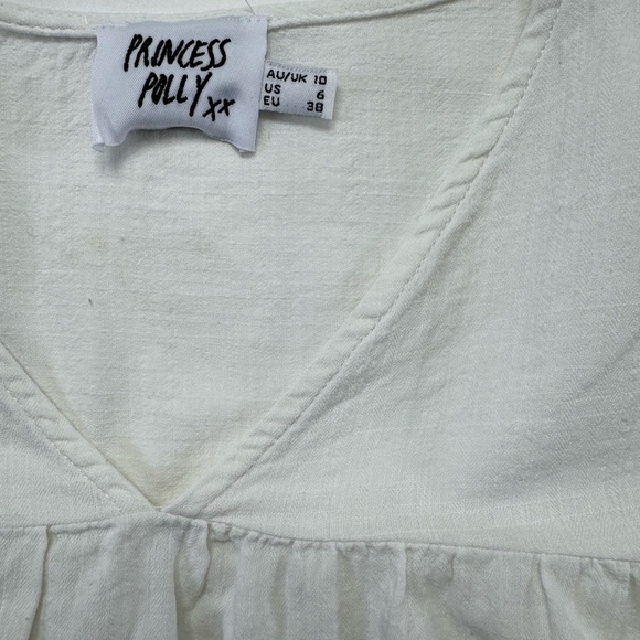 Princess Polly Aries White Cotton Empire Crop Top Size 6 - Picture 4 of 12